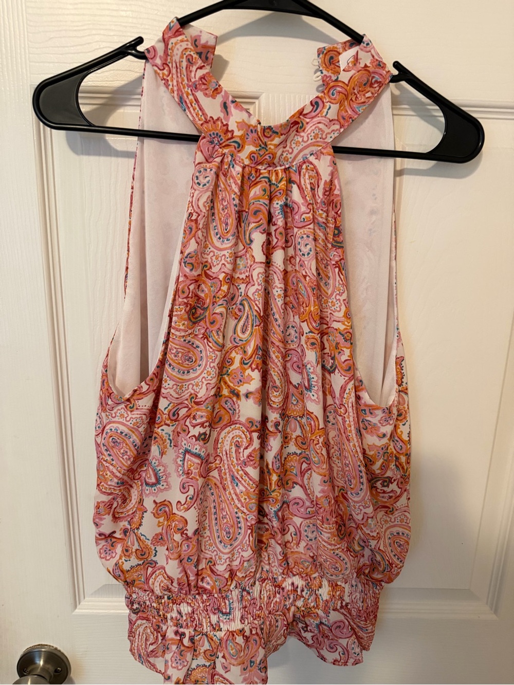 Sweet Lemon Pink Paisley Halter Blouse